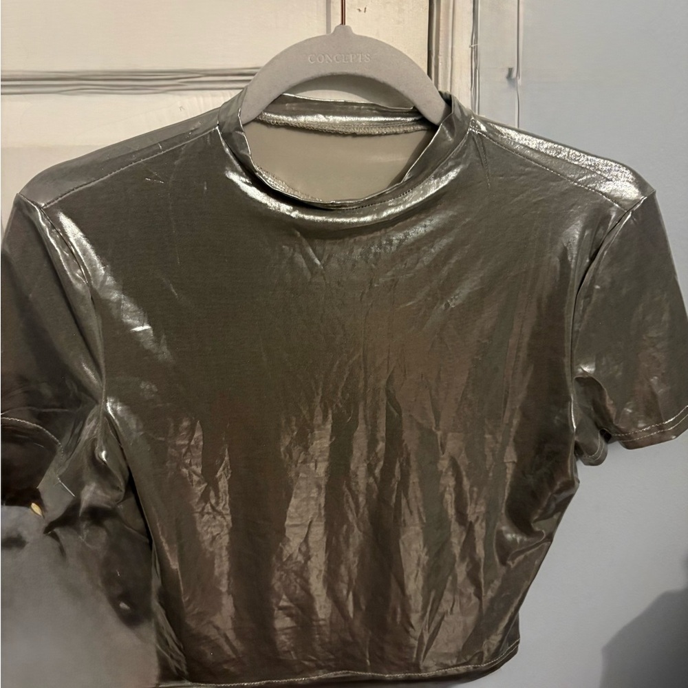 Metallic Silver Women's Top